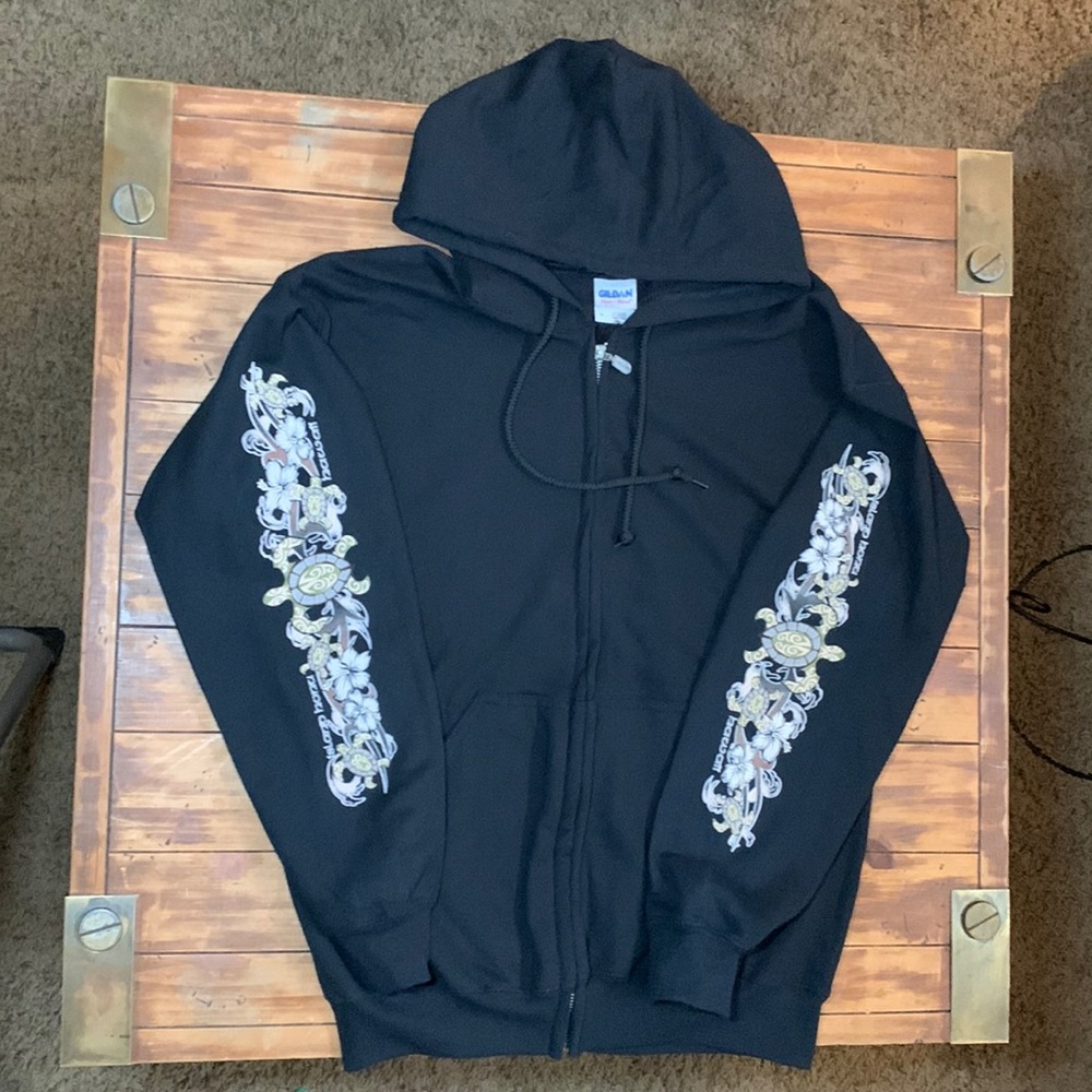 “Island Honu”🐢Full Zip Black Hoodie